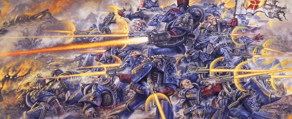 The last stand of a group of Crimson Fists space marines