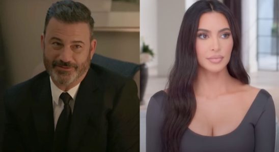 Jimmy Kimmel from bit on The Late Late Show with James Cordon/Kim Kardashian from The Kardashians Season 4 (side by side)