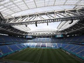 Vue générale du stade Gazprom Arena de Saint-Pétersbourg, en Russie.