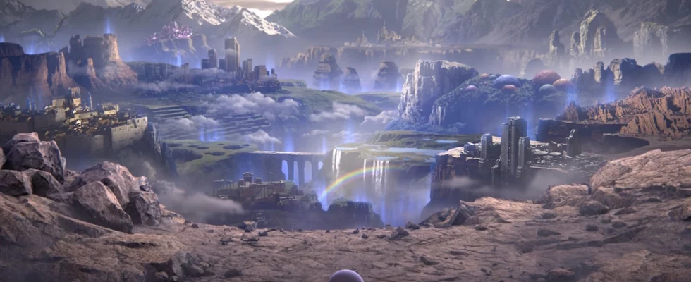 Kirby in the opening of Super Smash Bros Ultimate contemplating Nintendo and the company's new tournament guidelines