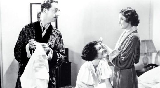 THE THIN MAN, from left, William Powell, Maureen O'Sullivan, Myrna Loy, 1934