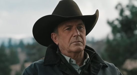 A screenshot of Kevin Costner looking serious in Yellowstone.