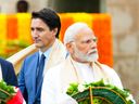 Le premier ministre Justin Trudeau passe devant le premier ministre indien Narendra Modi lors du sommet du G20 à New Delhi plus tôt ce mois-ci.  Lors de leur rencontre au sommet, Modi a exprimé sa frustration face aux sentiments anti-indiens croissants au Canada.