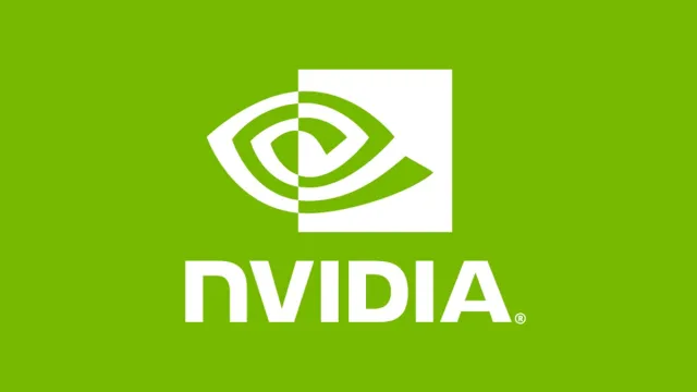 Logo Nvidia sur fond vert clair.