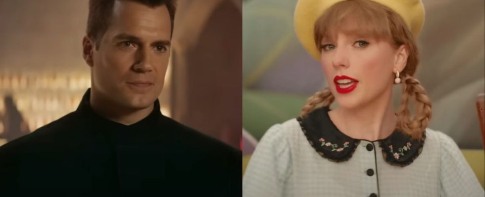 Henry Cavill in Argylle and Taylor Swift in Karma music video
