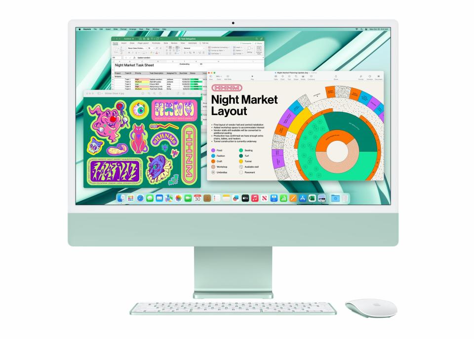 L'iMac M3 d'Apple, affichant des applications de productivité.