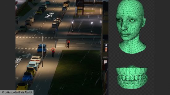 Cities Skylines 2 Teeth - Capture d'écran de l'utilisateur de Reddit Hexcoder0, qui utilise un profileur de jeu pour noter que CS2 restitue les modèles de personnages avec un niveau de détail élevé jusqu'aux dents, même lorsqu'ils sont loin à l'écran.