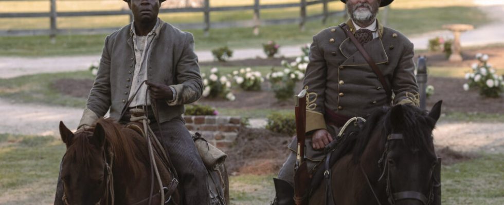 David Oyelowo as Bass Reeves and Shea Whigham as George Reeves in