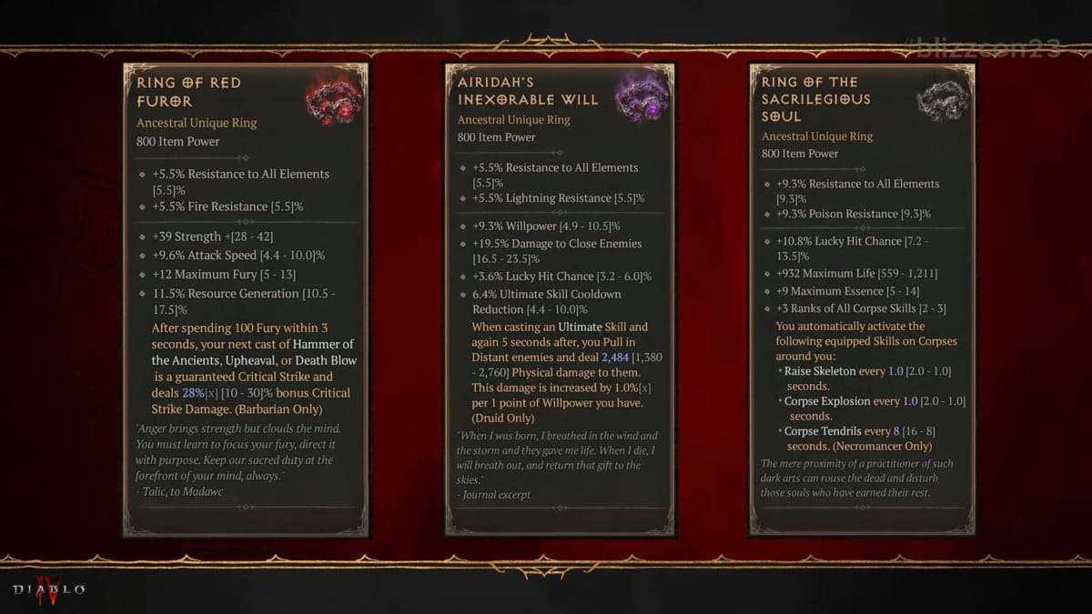 Diablo IV 3 anneaux malins supplémentaires