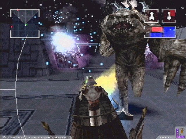 Une image captivante de Star Wars : Démolition mettant en vedette le formidable Rancor en action, capturant le combat de véhicules unique du jeu."