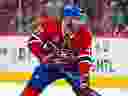 Le défenseur Jayden Struble, vu sur une photo d'archive d'une mêlée du Tricolore pendant le camp d'entraînement, était sur la glace avec les Canadiens pour l'entraînement lundi matin à Brossard.