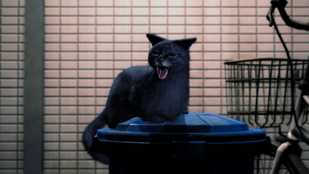Un chat est assis sur une poubelle dans le nouveau jeu de la série Yakuza