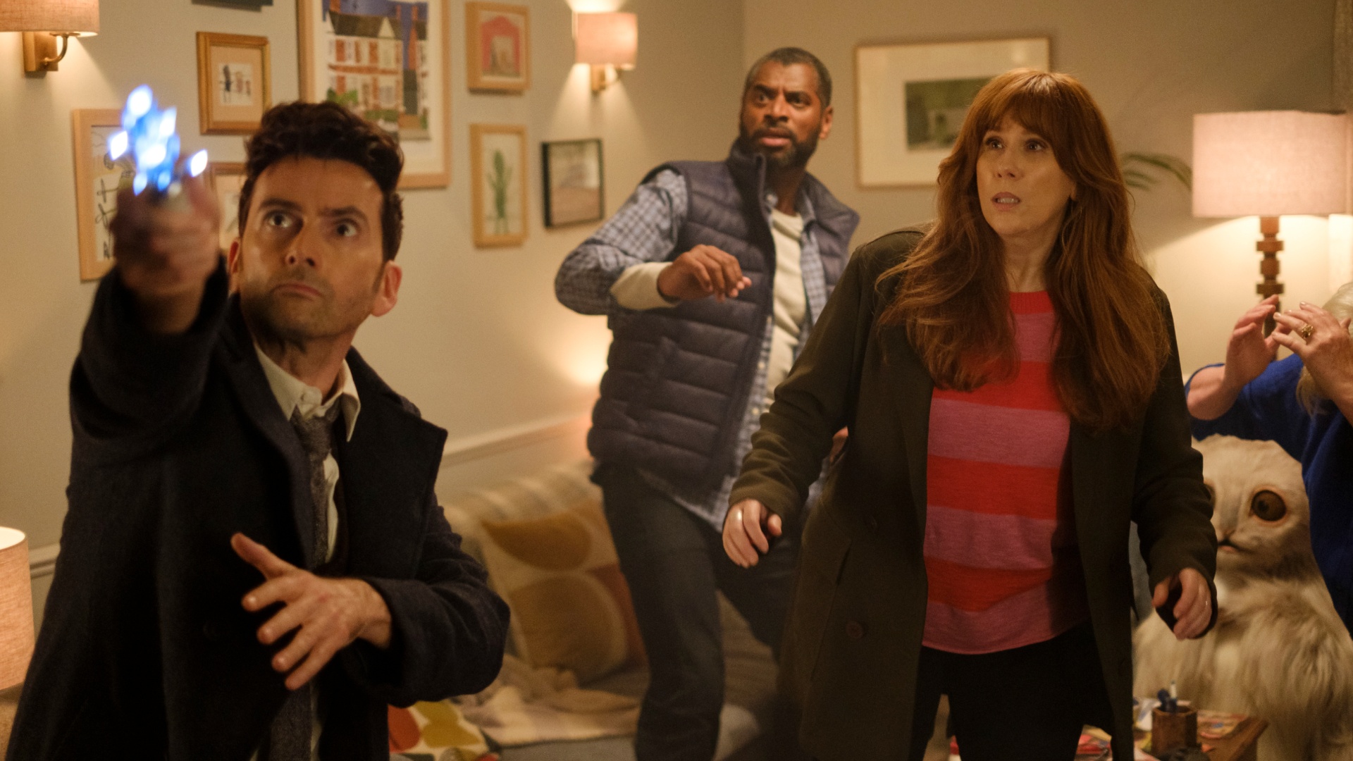 David Tennant, Karl Collins et Catherine Tate dans Doctor Who