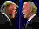 L'ancien président américain Donald Trump, à gauche, et l'actuel président Joe Biden. 