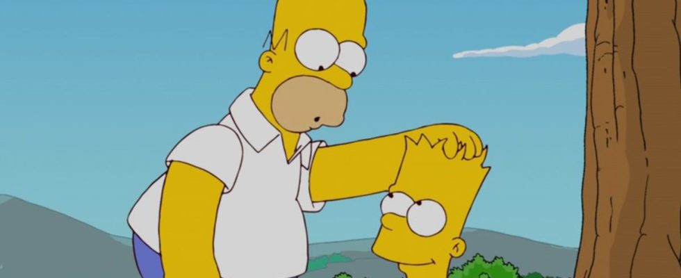 Homer patting Bart