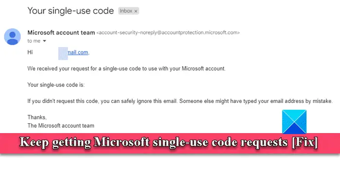 Continuez à recevoir des demandes de code à usage unique Microsoft