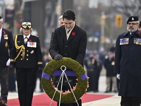 Le premier ministre Justin Trudeau participe à la cérémonie nationale du Jour du Souvenir à Ottawa le samedi 11 novembre 2023.