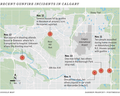 Graphique montrant les emplacements des coups de feu à Calgary