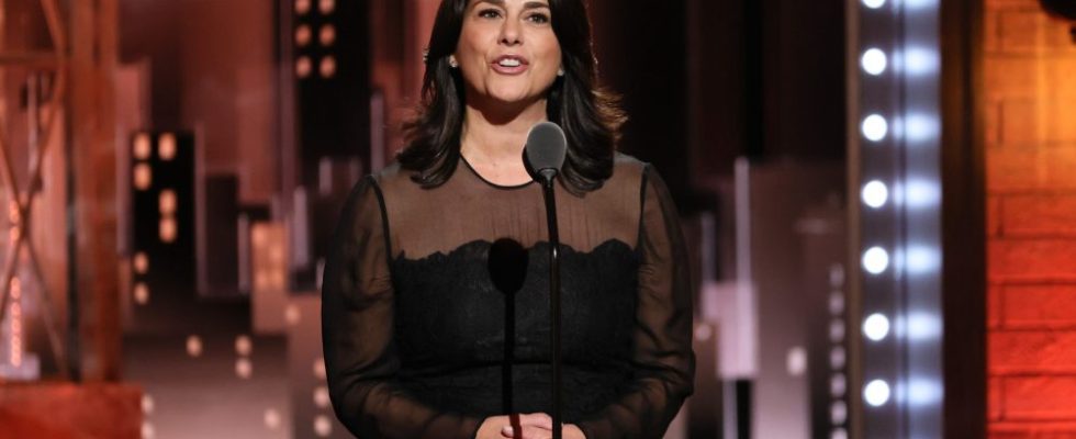 NEW YORK, NEW YORK - JUNE 12: Chief Executive Officer of City National Bank Kelly Coffey speaks onstage at the 75th Annual Tony Awards at Radio City Music Hall on June 12, 2022 in New York City. (Photo by Theo Wargo/Getty Images for Tony Awards Productions)