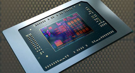 AMD Phoenix mobile chip image against a processor base plate backdrop