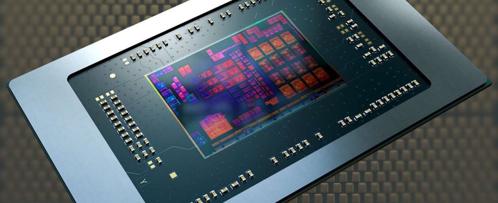 AMD Phoenix mobile chip image against a processor base plate backdrop