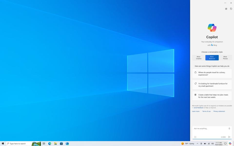 Microsoft Copilot dans Windows 10