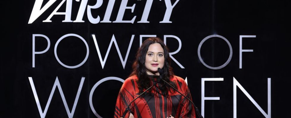 LOS ANGELES, CALIFORNIA - NOVEMBER 16: Honoree Lily Gladstone speaks onstage during Variety Power of Women Los Angeles presented by Lifetime at Mother Wolf on November 16, 2023 in Los Angeles, California. (Photo by Amy Sussman/Variety via Getty Images)