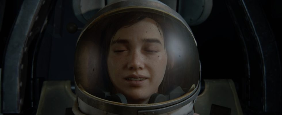 Ellie in a helmet in The Last of Us 2.