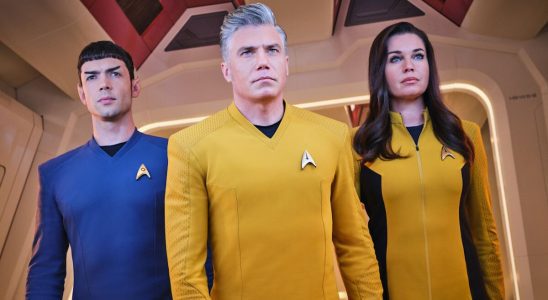 Anson Mount, Rebecca Romijn and Ethan Peck in Star Trek: Strange New Worlds
