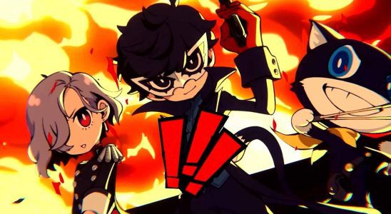 Image of Joker, Morgana, and new Persona 5 Tactica character in combat.