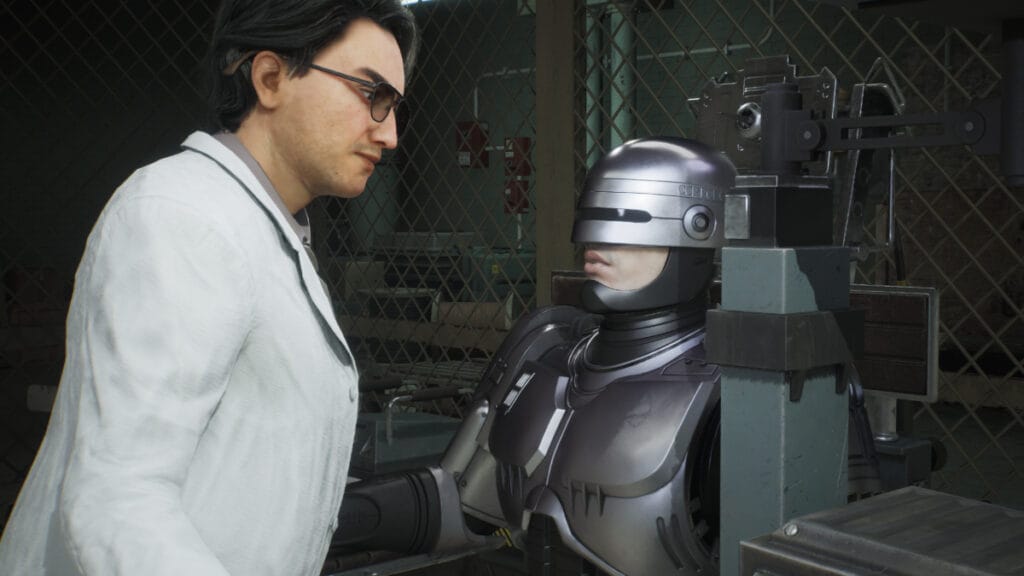 Un scientifique parle à RoboCop à Rogue City