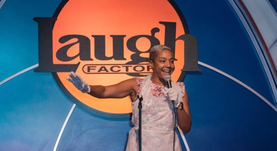 LOS ANGELES, CALIFORNIA - NOVEMBER 23: Comedian Tiffany Haddish performs at Laugh Factory Hollywood's 43rd Thanksgiving Feast And Show at Laugh Factory on November 23, 2023 in Los Angeles, California. (Photo by Olivia Wong/Getty Images)