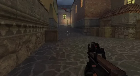 Counter-Strike: early shot from the Left 4 Dead early build showing a hand holding a pistol.
