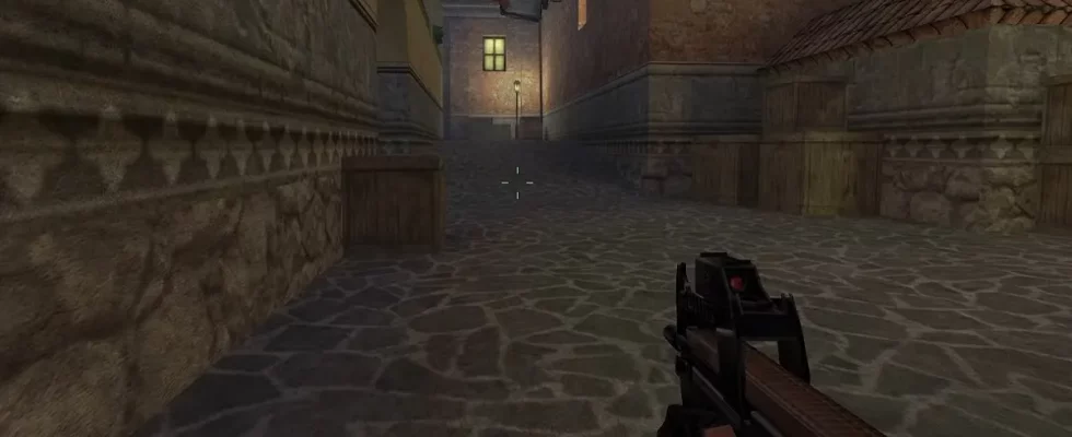 Counter-Strike: early shot from the Left 4 Dead early build showing a hand holding a pistol.