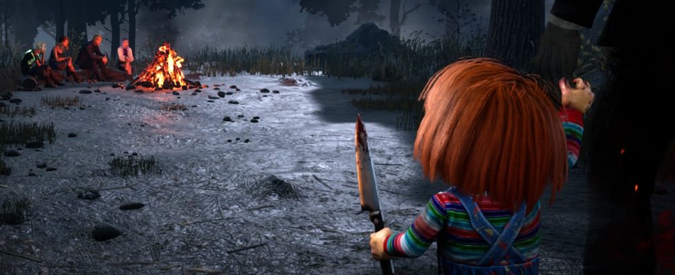 Chucky waiting in the Dead by Daylight lobby