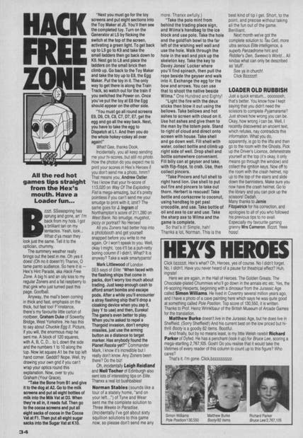 La page de conseils Hack Free Zone du magazine Your Sinclair.