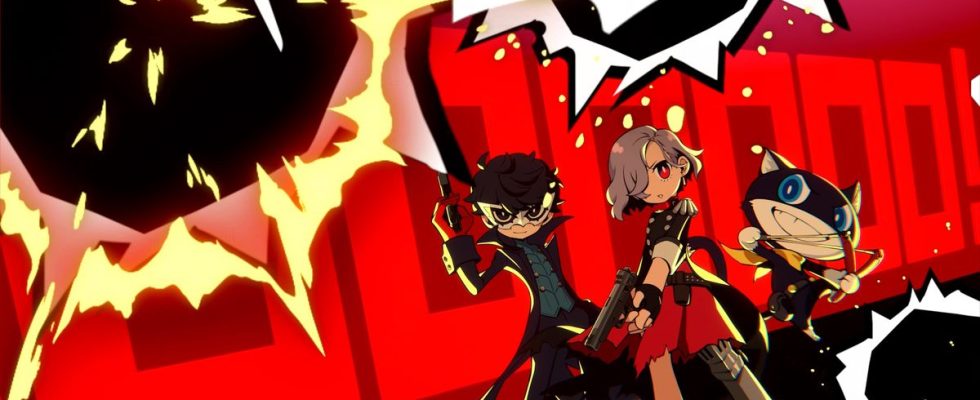 Persona 5 Tactica screenshot showing a win screen with three characters