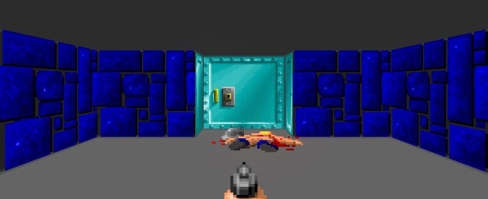 The opening level of Wolfenstein 3D reconstructed in Doom 2.