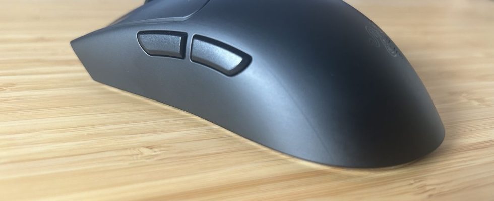 Razer Viper V3 Hyperspeed gaming mouse on a wooden desk