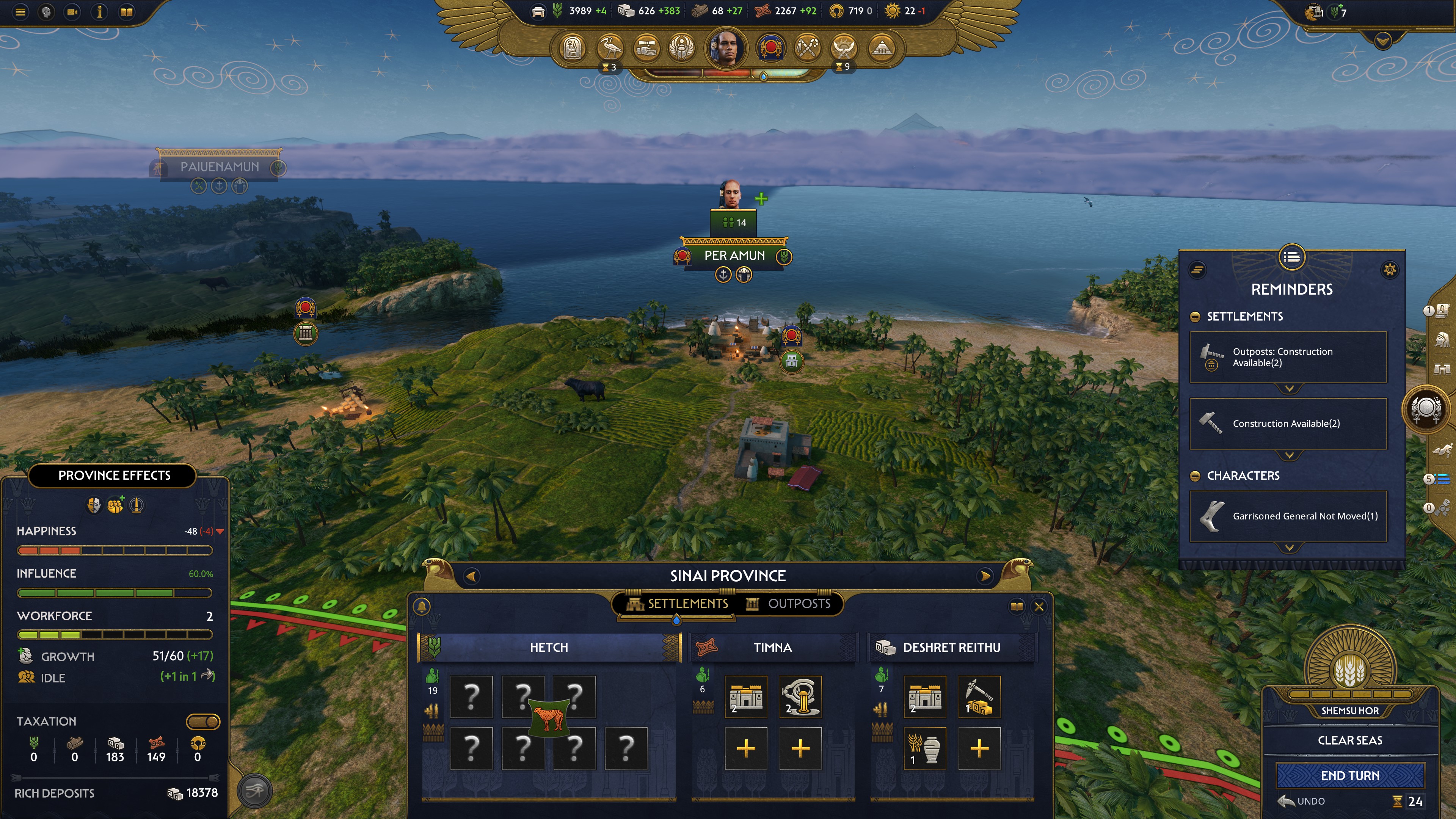 Un aperçu d'une colonie dans Total War: Pharaoh.
