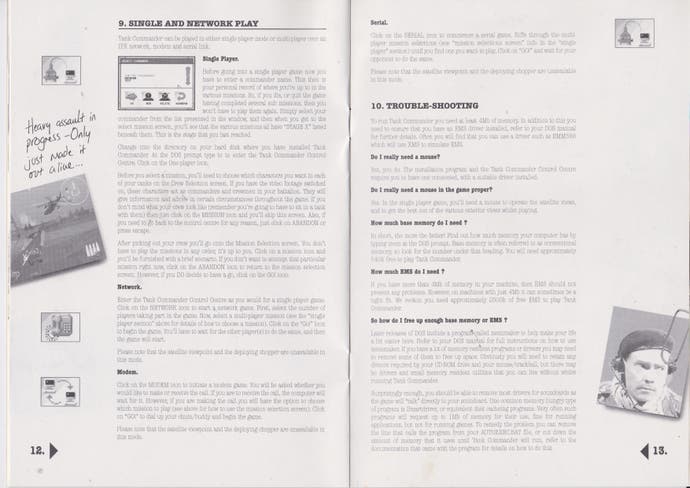 Un extrait du manuel d'instructions fourni avec Tank Commander (Domark, 1995)