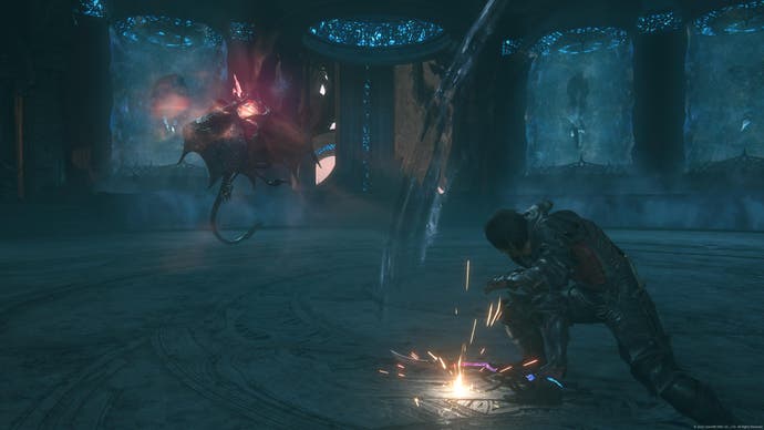 Clive combat un ennemi cyclope volant dans le DLC Final Fantasy 16