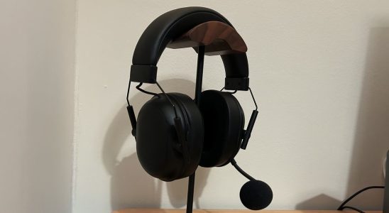Razer BlackShark V2 Hyperspeed headset on a stand