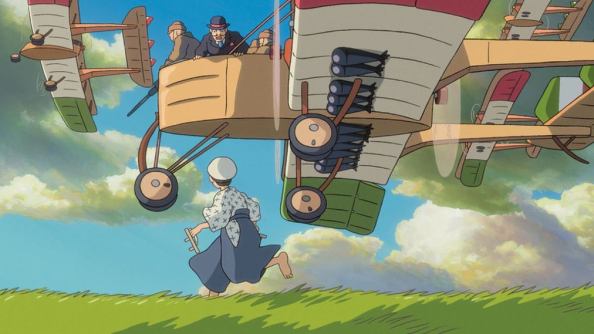 Plans volant dans The Wind Rises.  Cette image fait partie d'un classement de tous les films de Hayao Miyazaki.