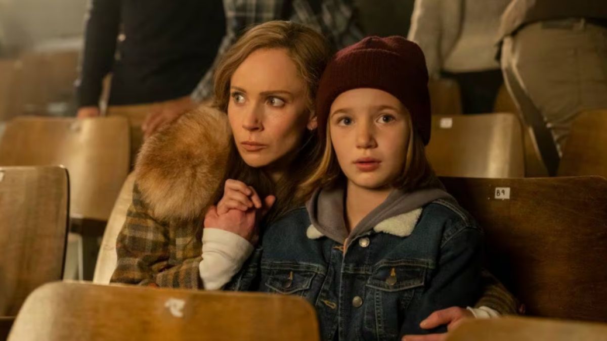 Juno Temple avec un enfant dans Fargo Saison 5.