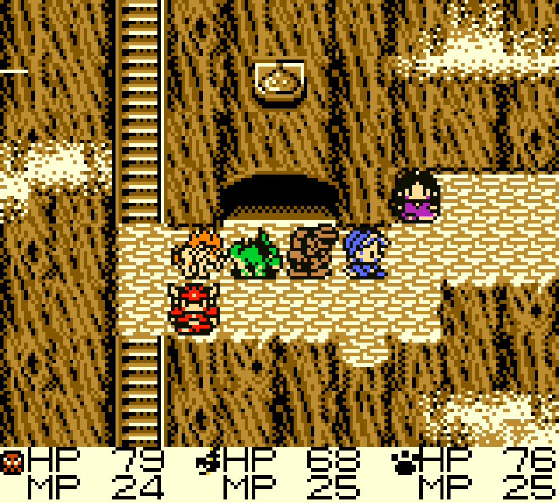Des gens dans une grotte dans Dragon Quest Monsters.