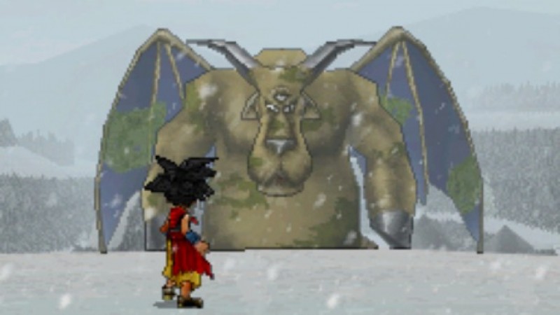 Un personnage sur le point de combattre un monstre dans Dragon Quest Monsters : Joker 2.