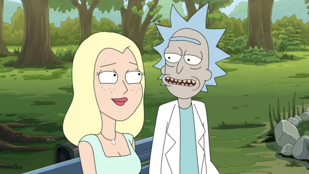 Diane et Rick dans un parc lors de la finale de la saison 7 de Rick et Morty