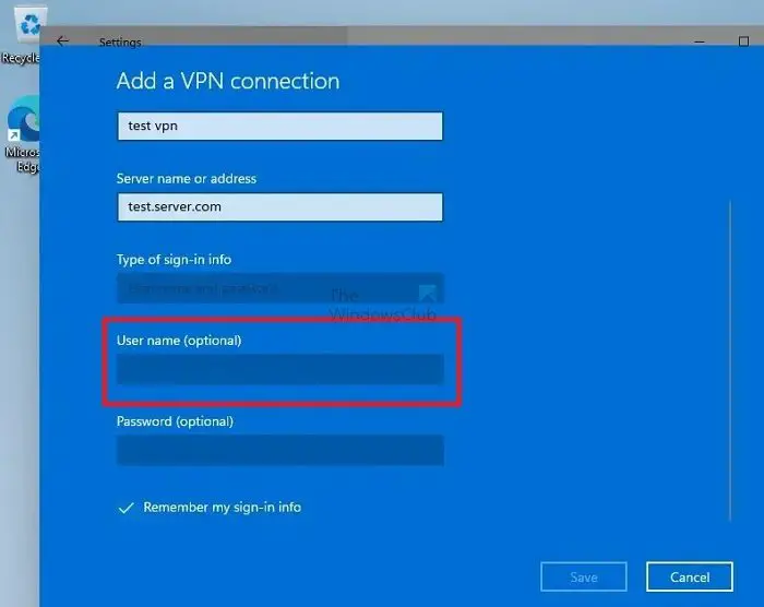 Connexion client de remplacement VPN