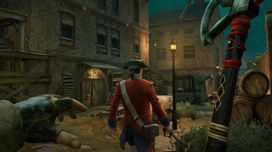 Test d'Assassin's Creed Nexus : un personnage s'approche d'un ennemi avec une hache